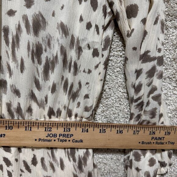 Rails Ora Puma Long Sleeve Rayon Dress Size Small Neutral Animal Print Ruffled - Picture 14 of 15